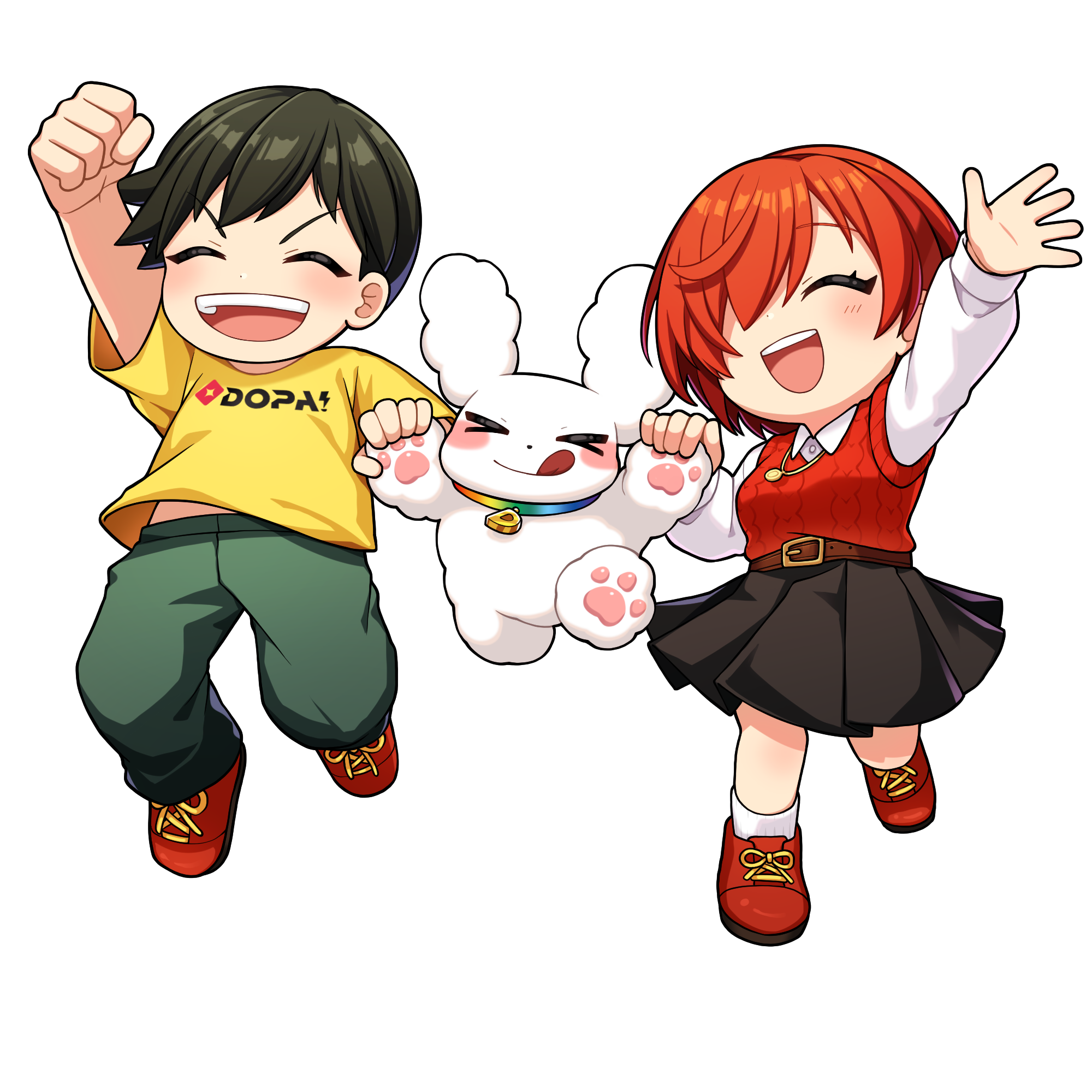 ジャンプするDOPA!くん・チャンスくん・ニコちゃん